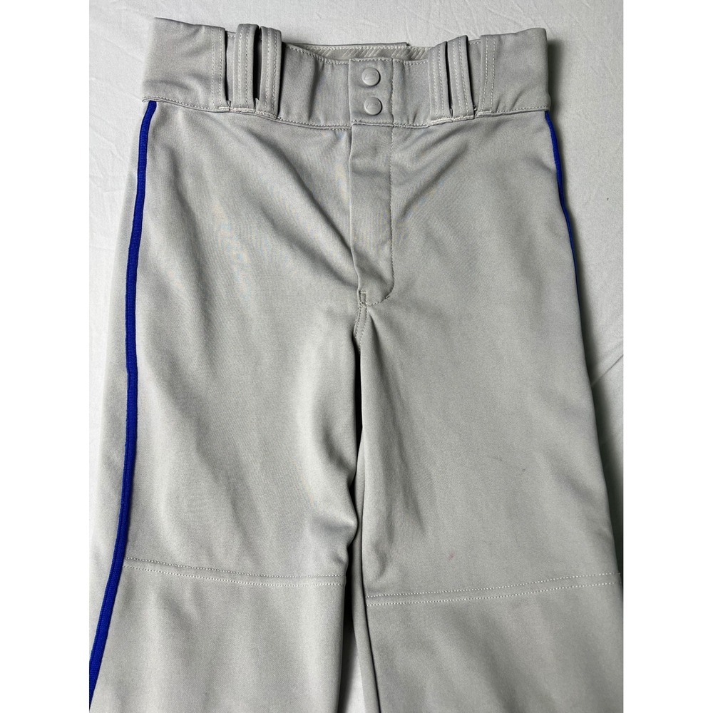 Champro Youth Large Baseball Pants Gray Blue Side Stripe Adjustable Hem BP11L - Picture 2 of 8